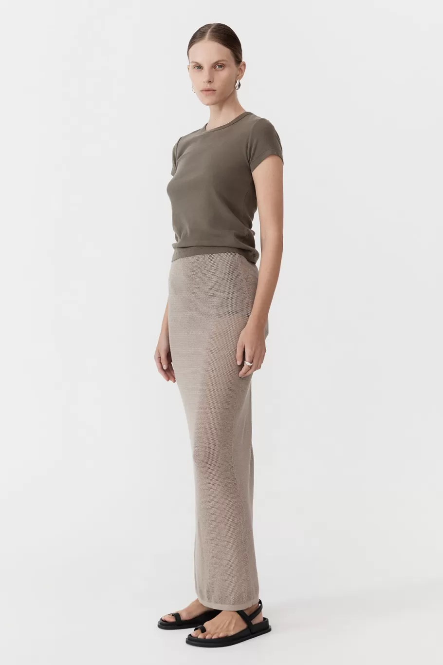 Knitwear | Skirts | St. Agni Mesh Maxi Skirt - Fog