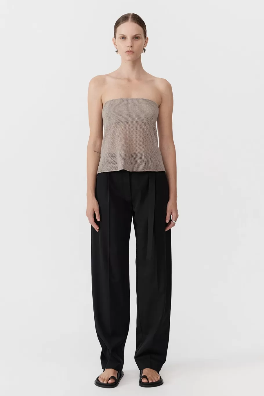 Tops | Knitwear | St. Agni Mesh Strapless Top - Fog