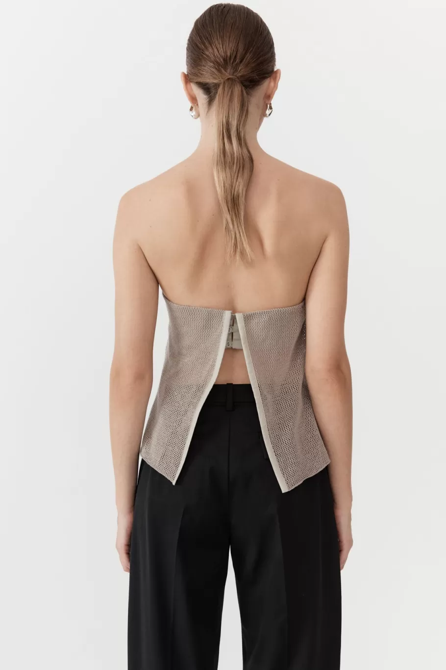 Tops | Knitwear | St. Agni Mesh Strapless Top - Fog