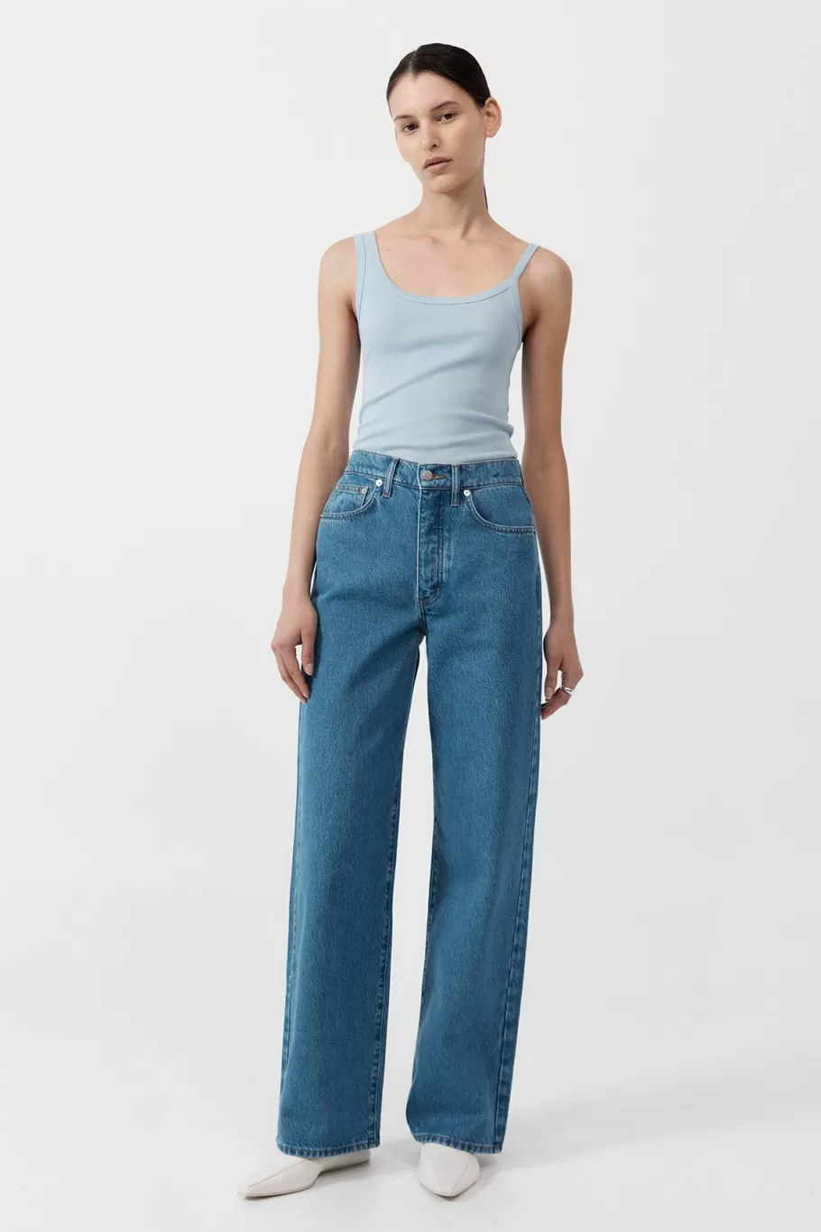 Pants | Denim | St. Agni Mid Rise Wide Leg - DENIM BLUE