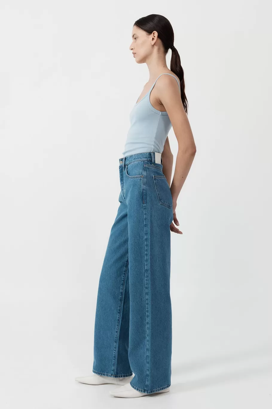 Pants | Denim | St. Agni Mid Rise Wide Leg - DENIM BLUE