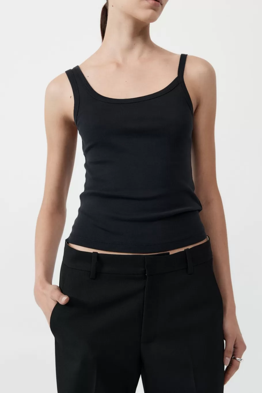 Basics | Tops | St. Agni Organic Cotton Asymm Tank - BLACK