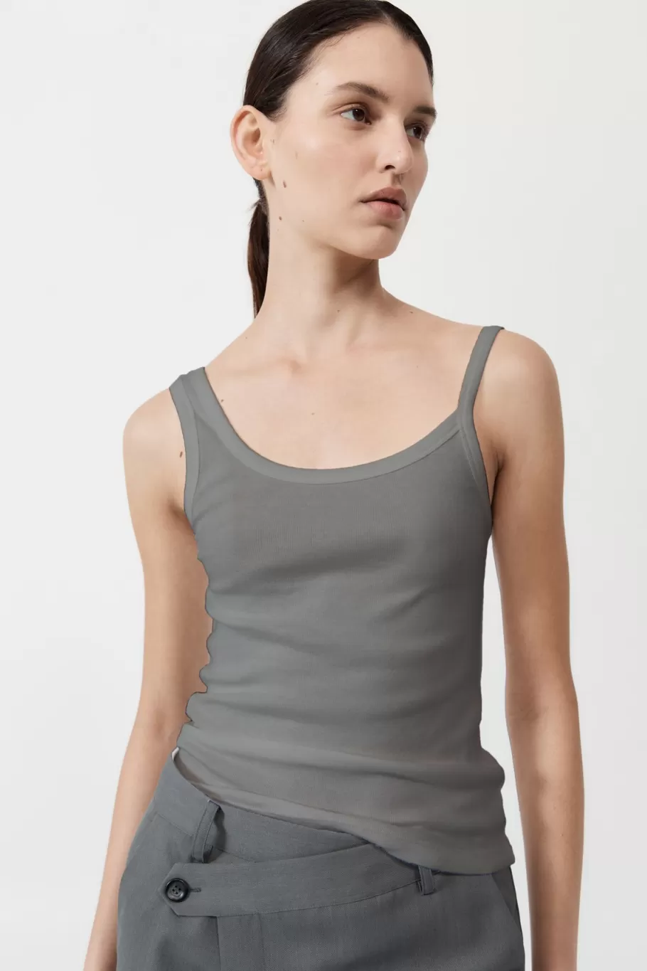 Basics | Tops | St. Agni Organic Cotton Asymm Tank - PEWTER GREY