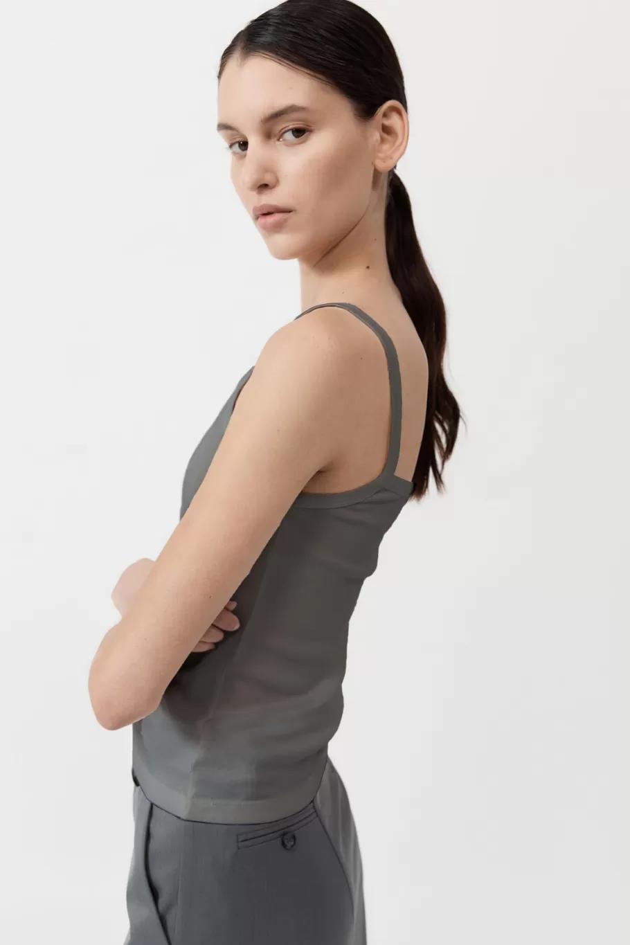 Basics | Tops | St. Agni Organic Cotton Asymm Tank - PEWTER GREY