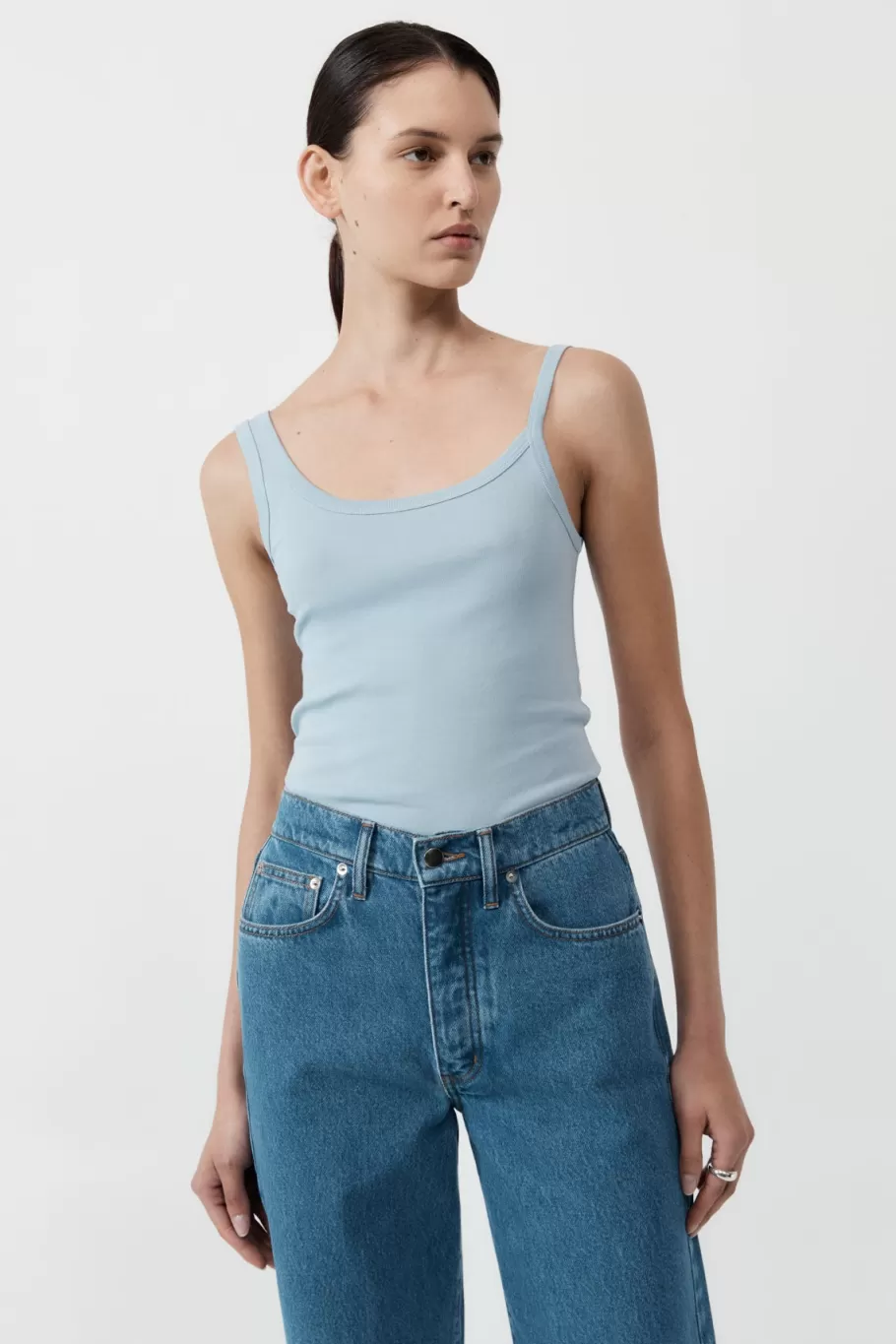 Basics | Tops | St. Agni Organic Cotton Asymm Tank - STONE BLUE