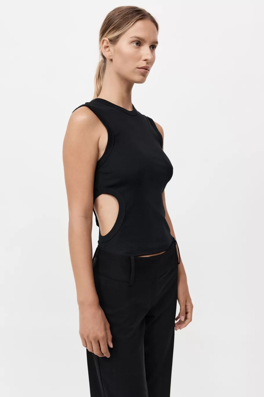 Basics | Tops | St. Agni Organic Cotton Cut Out Tank - JET BLACK