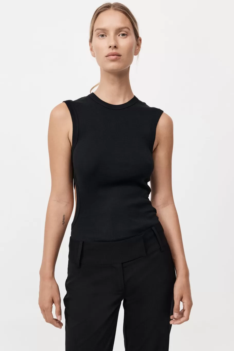 Basics | Tops | St. Agni Organic Cotton Cut Out Tank - JET BLACK