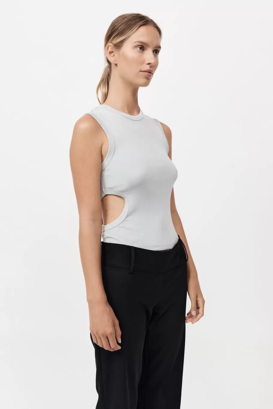 Basics | Tops | St. Agni Organic Cotton Cut Out Tank - SILVER