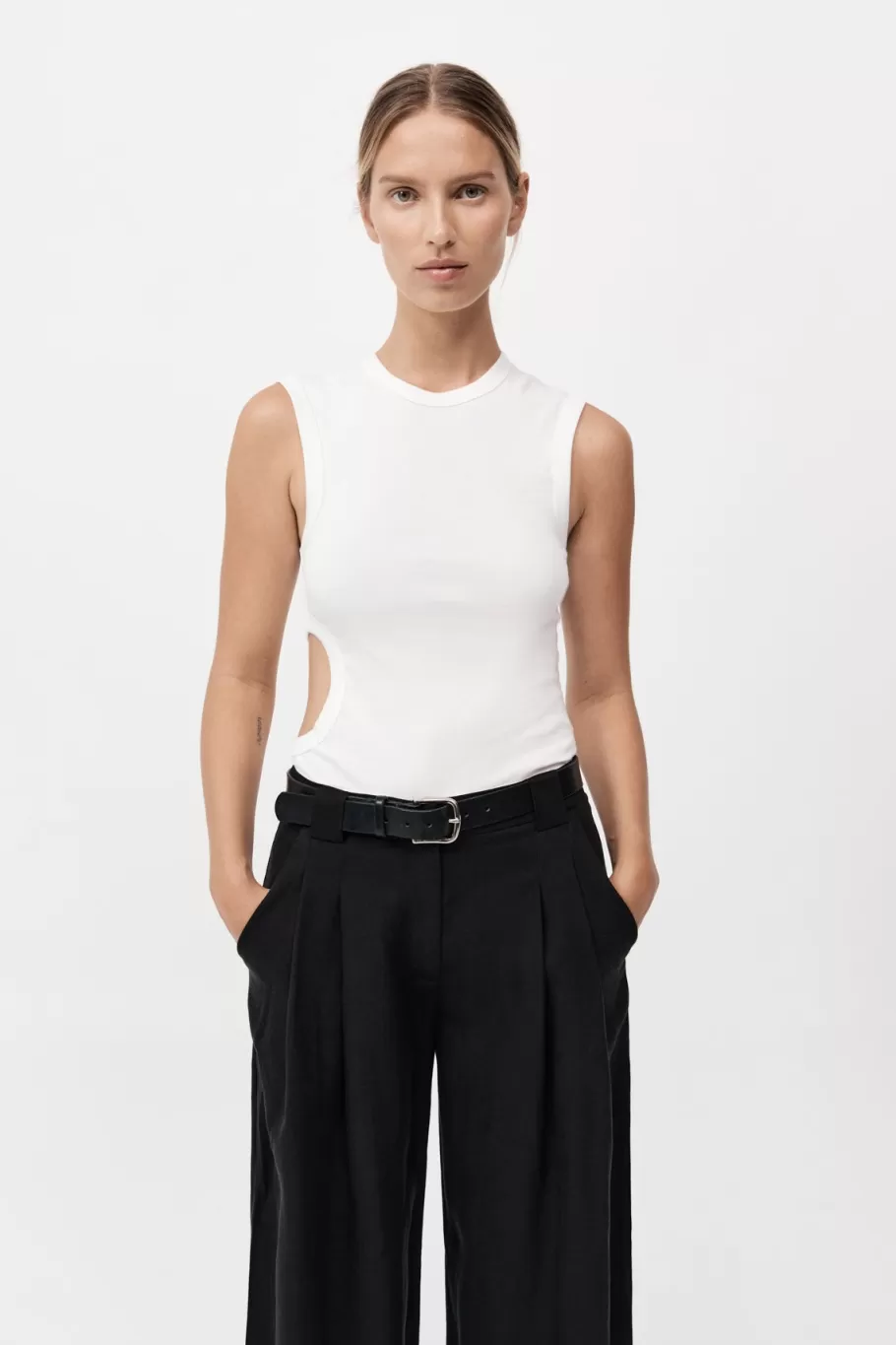 Basics | Tops | St. Agni Organic Cotton Cut Out Tank - WHITE