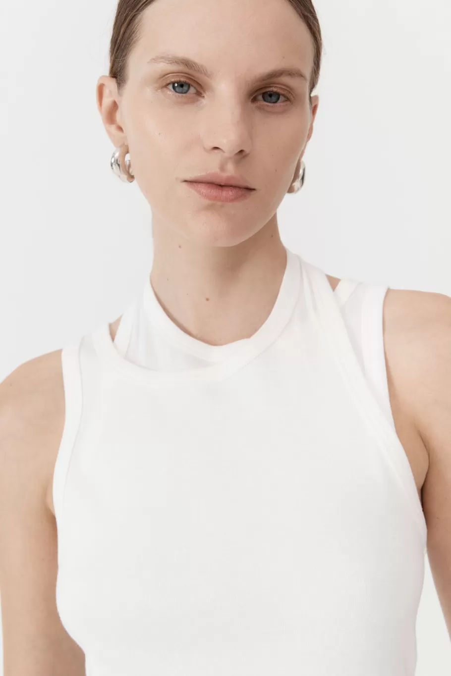 Basics | Tops | St. Agni Organic Cotton Layered Tank - White