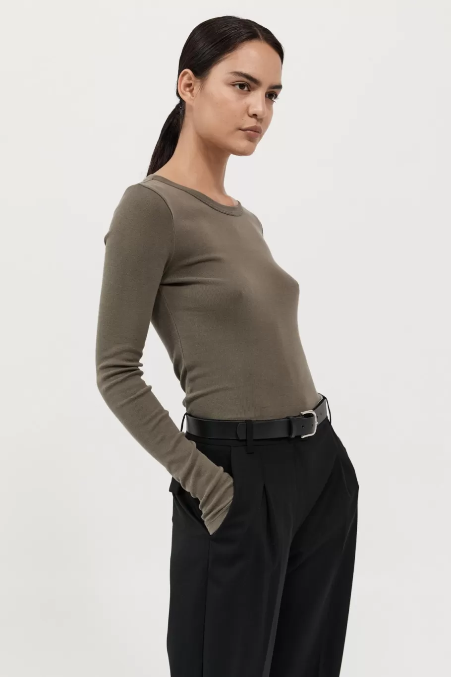 Basics | St. Agni Organic Cotton Long Sleeve Top - KELP