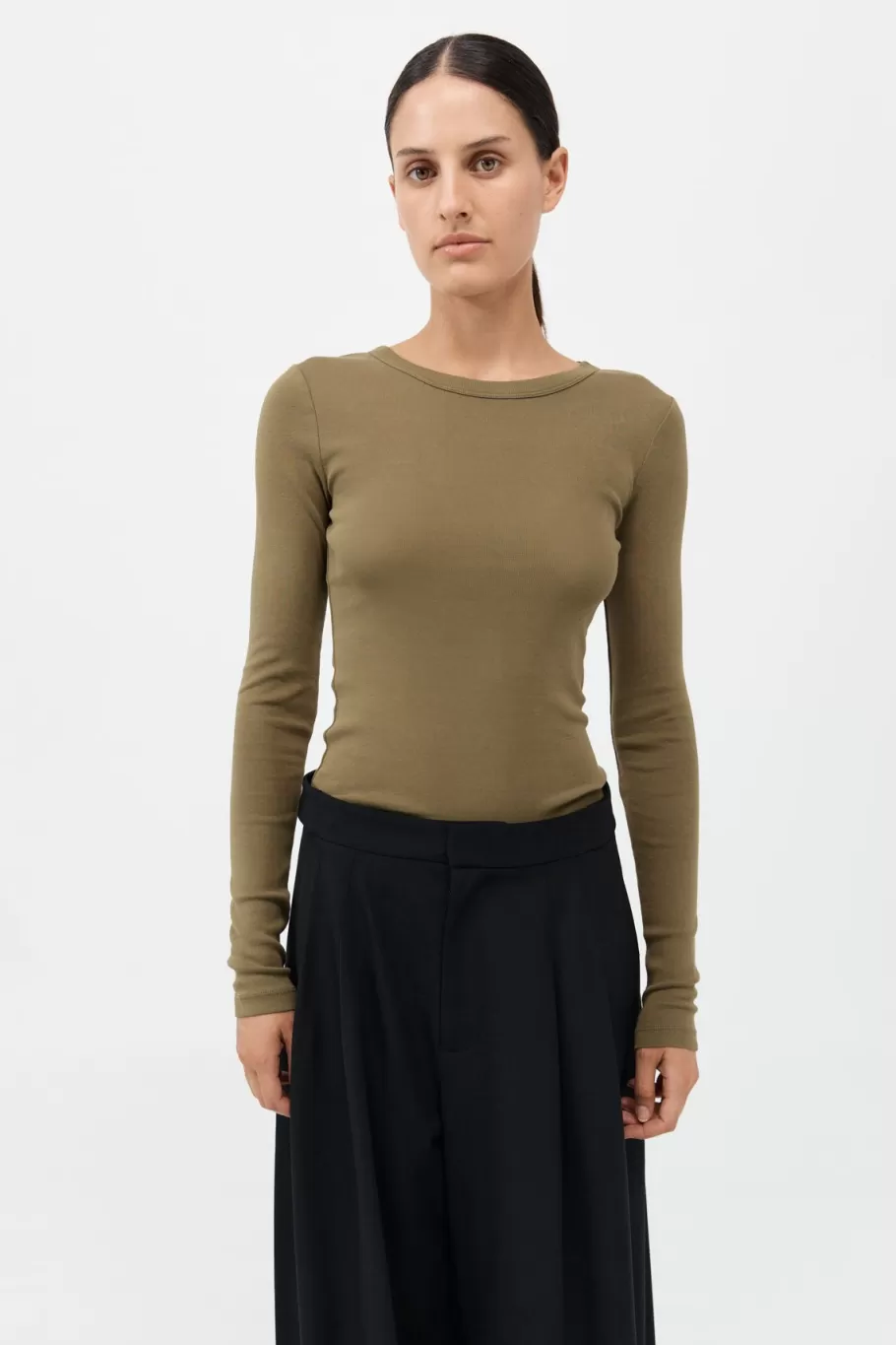 Tops | Basics | St. Agni Organic Cotton Long Sleeve Top - OLIVE