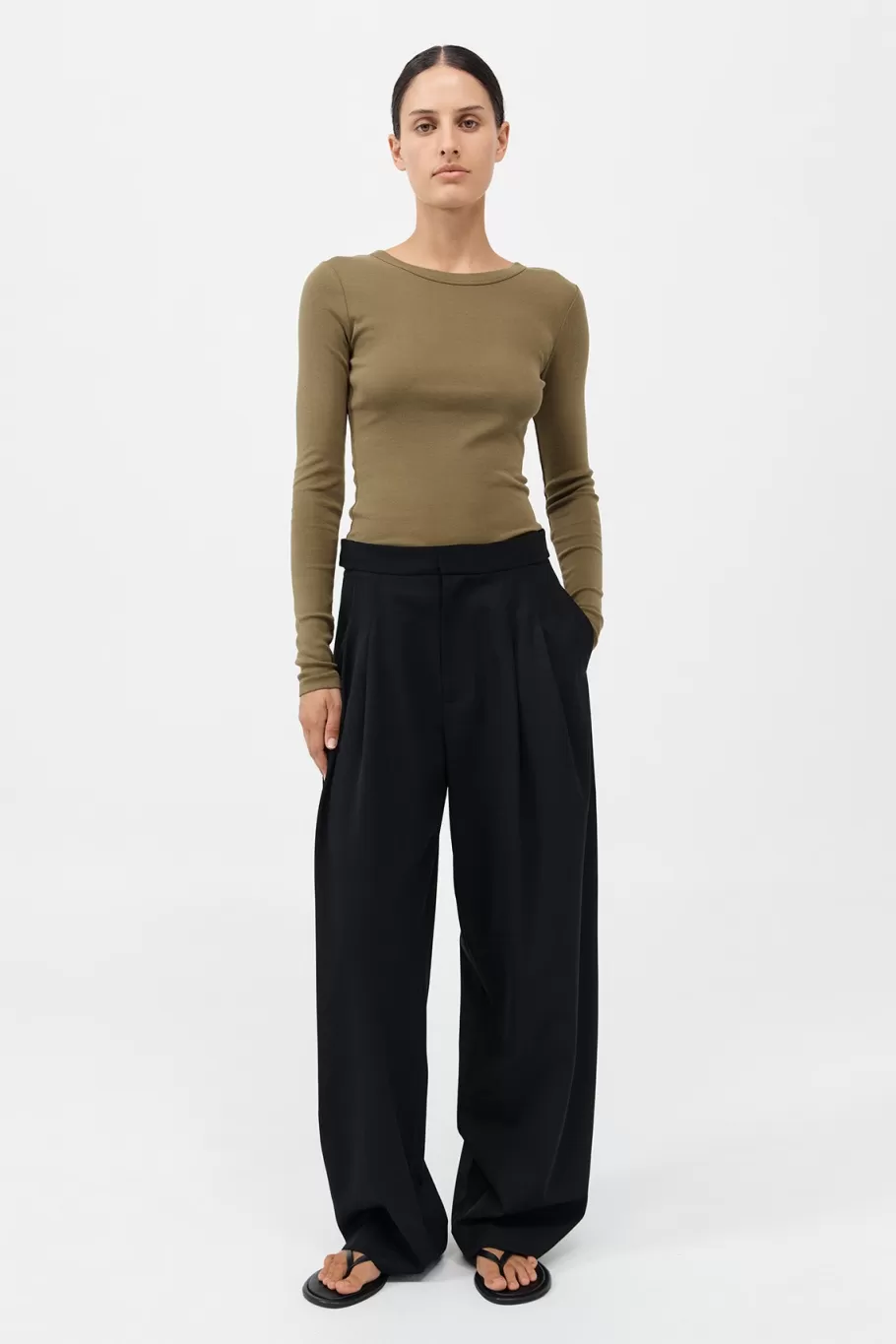 Tops | Basics | St. Agni Organic Cotton Long Sleeve Top - OLIVE