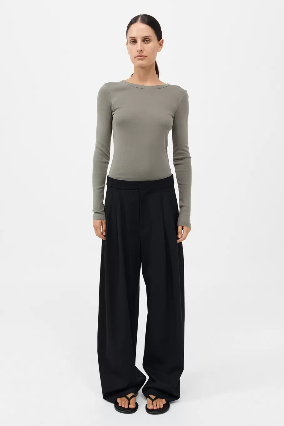 Basics | St. Agni Organic Cotton Long Sleeve Top - SMOKEY OLIVE