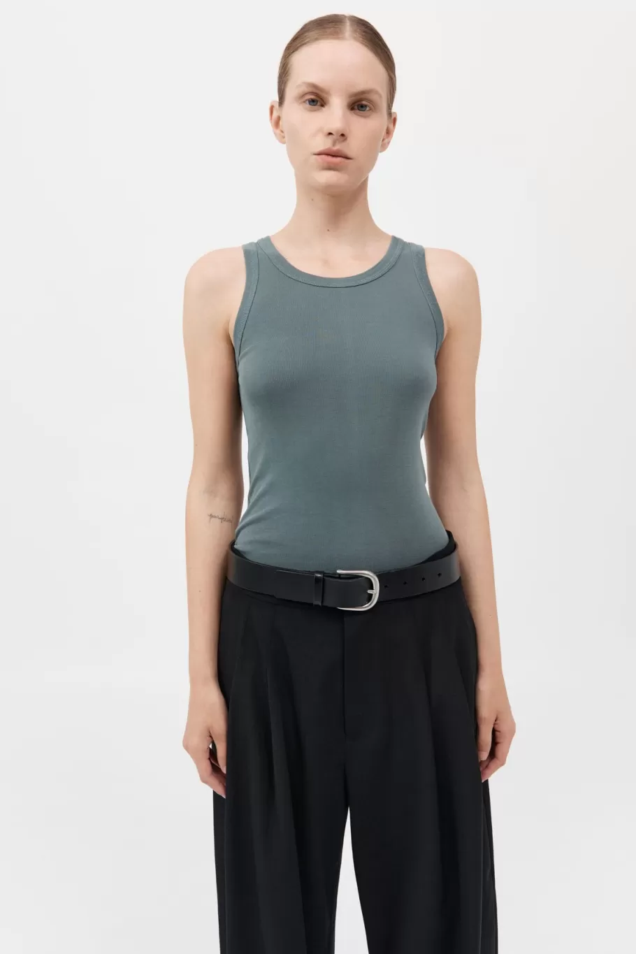 Basics | Tops | St. Agni Organic Cotton Singlet - BALSAM GREEN