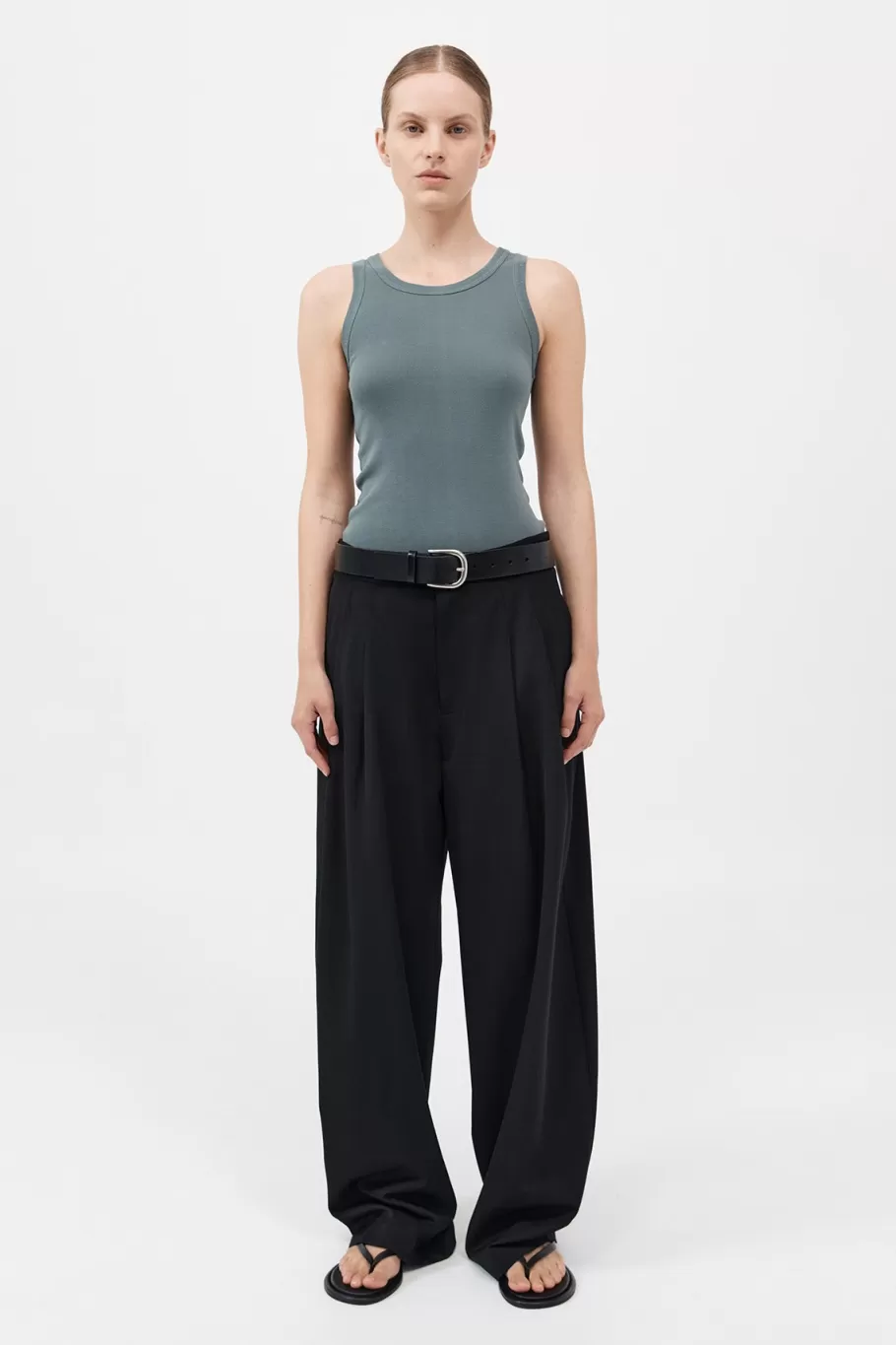 Basics | Tops | St. Agni Organic Cotton Singlet - BALSAM GREEN