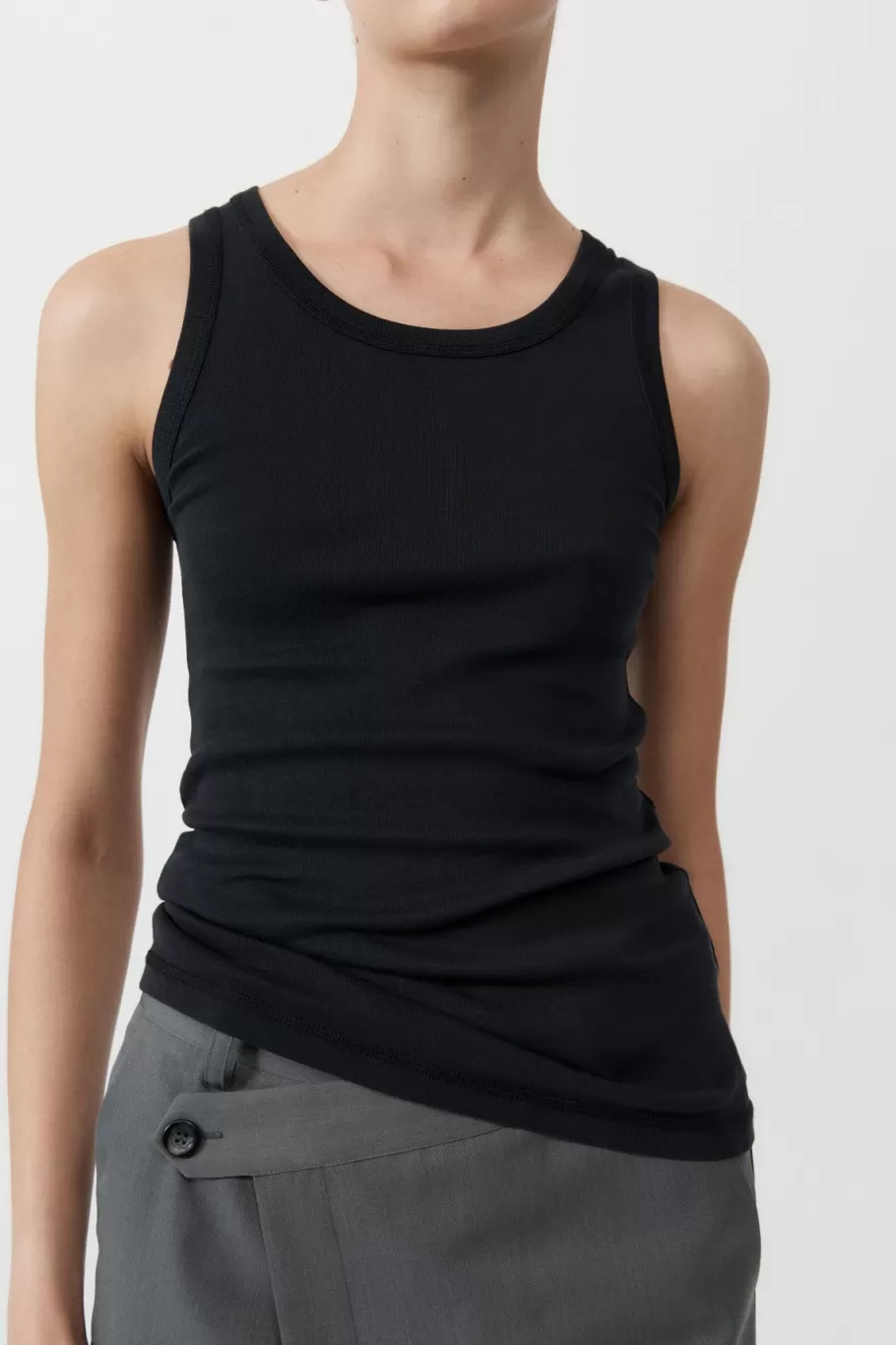 Basics | Tops | St. Agni Organic Cotton Singlet - BLACK