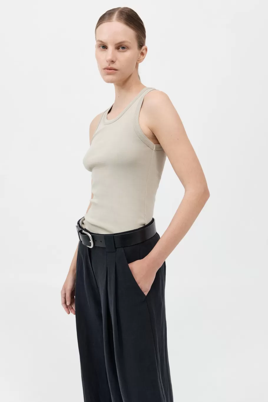 Basics | Tops | St. Agni Organic Cotton Singlet - MOSS GREY