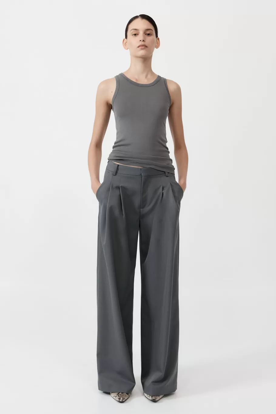 Basics | Tops | St. Agni Organic Cotton Singlet - Pewter Grey