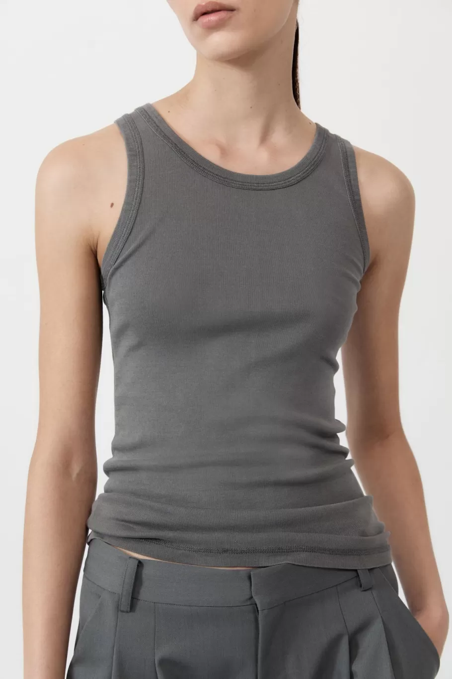 Basics | Tops | St. Agni Organic Cotton Singlet - Pewter Grey