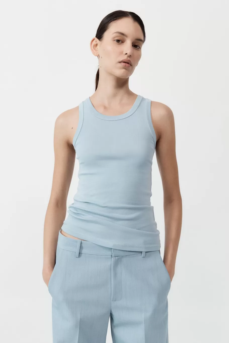 Basics | Tops | St. Agni Organic Cotton Singlet - Stone Blue