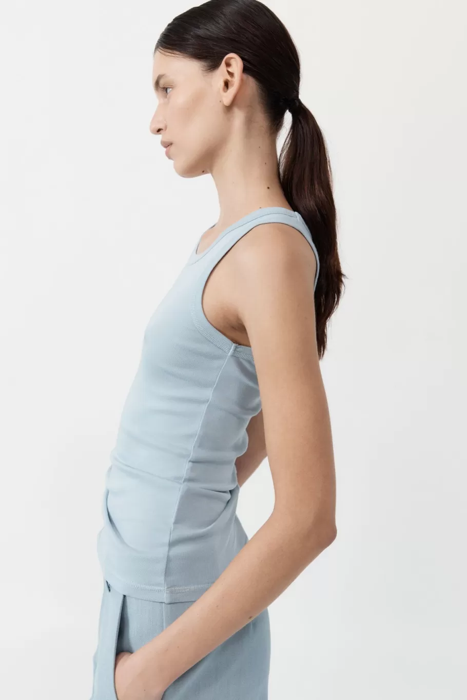 Basics | Tops | St. Agni Organic Cotton Singlet - Stone Blue