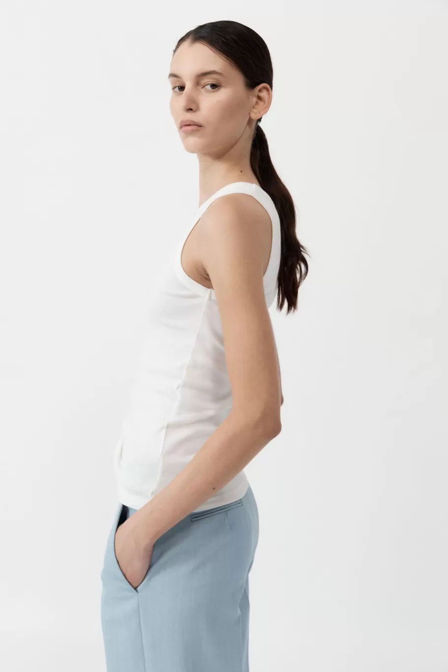 Basics | Tops | St. Agni Organic Cotton Singlet - WHITE