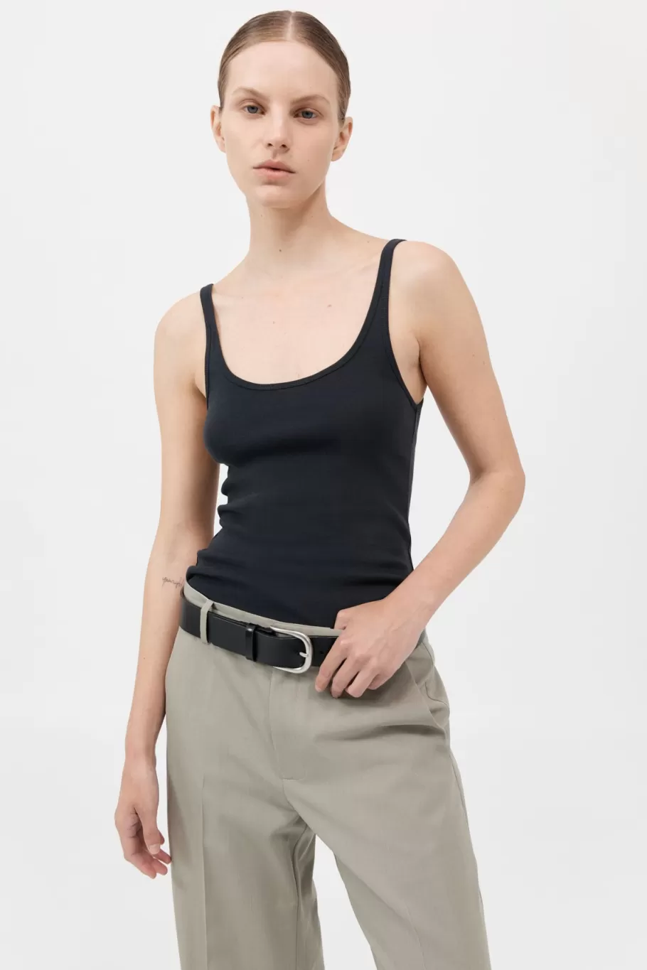 Basics | Tops | St. Agni Organic Cotton Slim Scoop Tank - BLACK