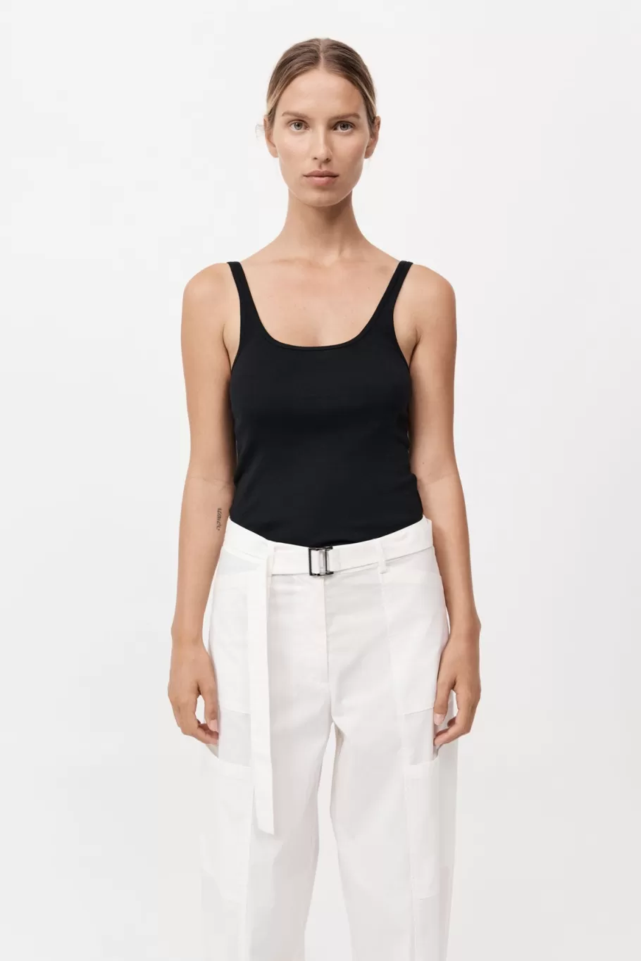 Basics | Tops | St. Agni Organic Cotton Slim Scoop Tank - JET BLACK