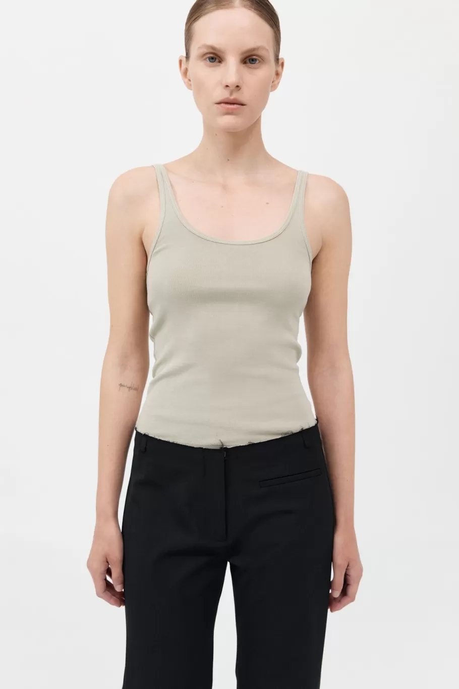 Basics | Tops | St. Agni Organic Cotton Slim Scoop Tank - MOSS GREY