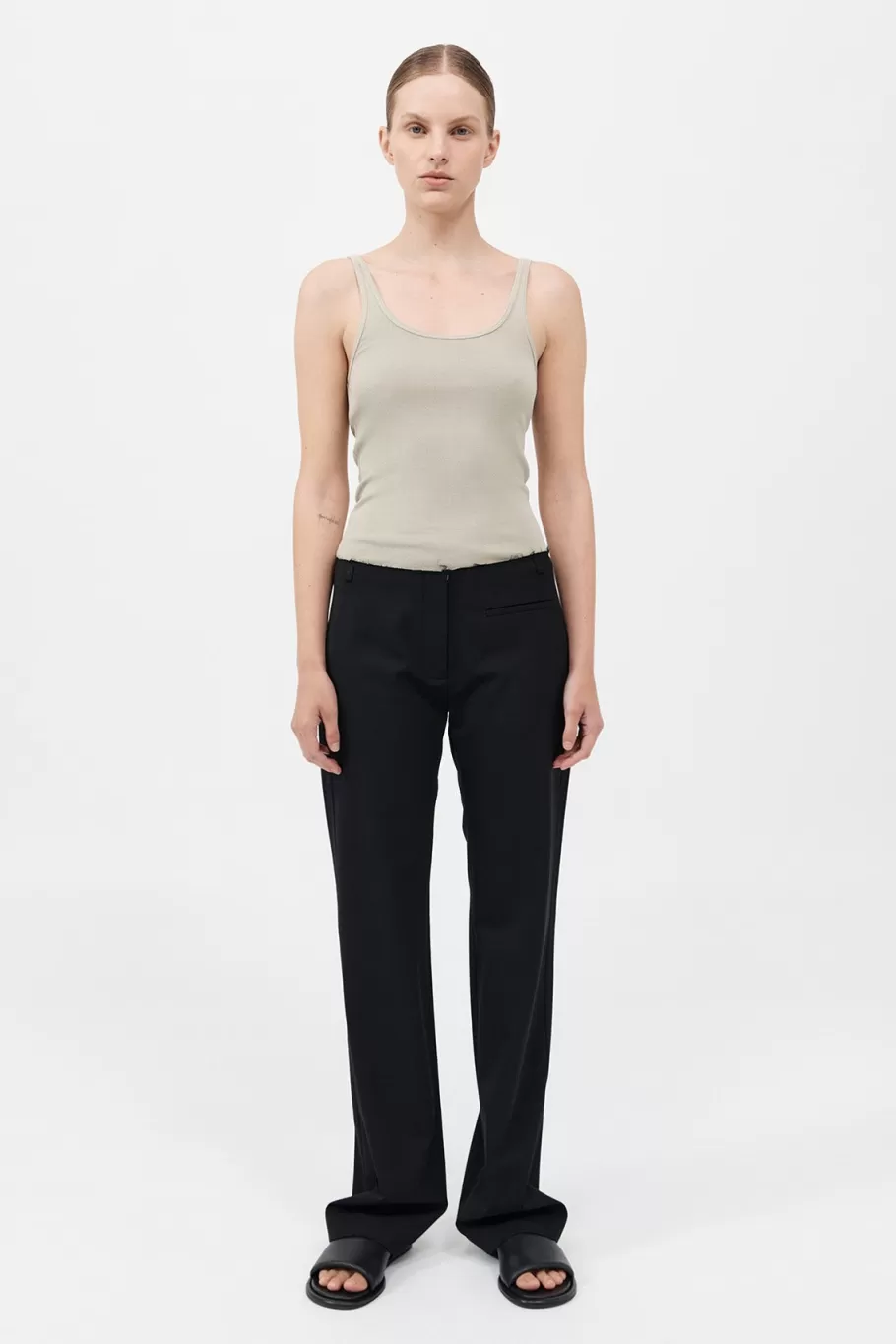 Basics | Tops | St. Agni Organic Cotton Slim Scoop Tank - MOSS GREY