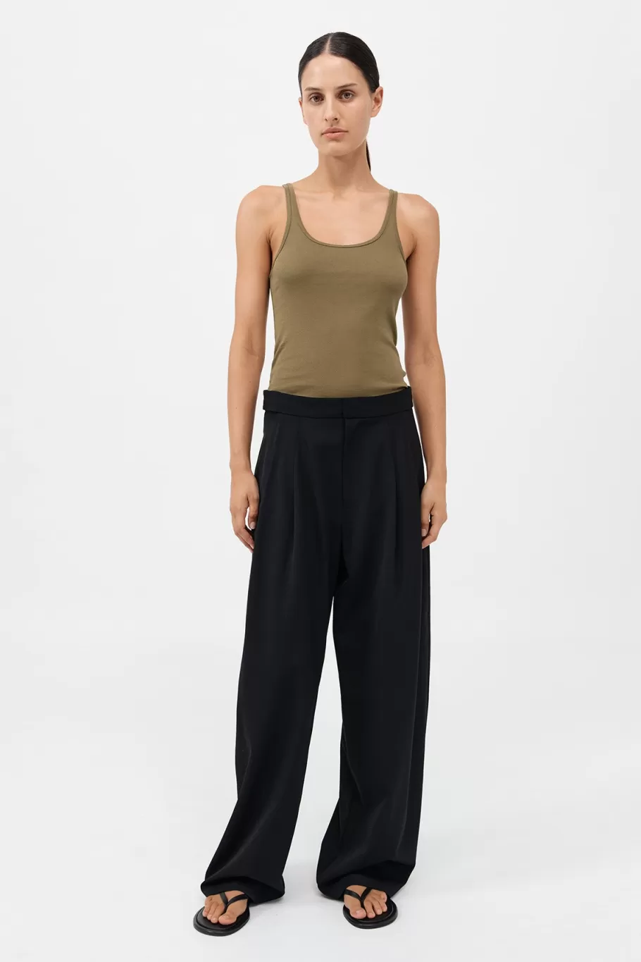 Basics | Tops | St. Agni Organic Cotton Slim Scoop Tank - OLIVE