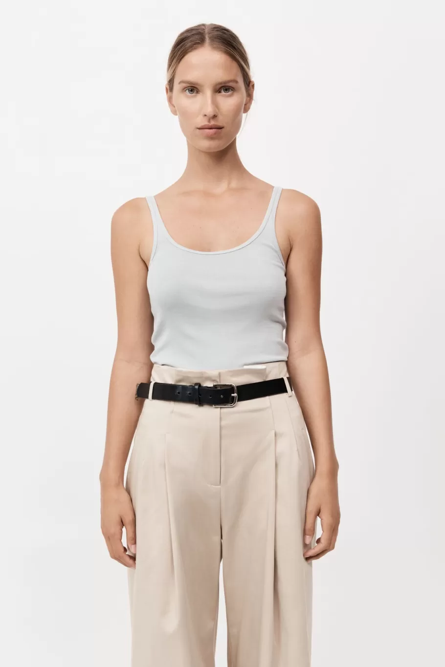 Basics | Tops | St. Agni Organic Cotton Slim Scoop Tank - SILVER