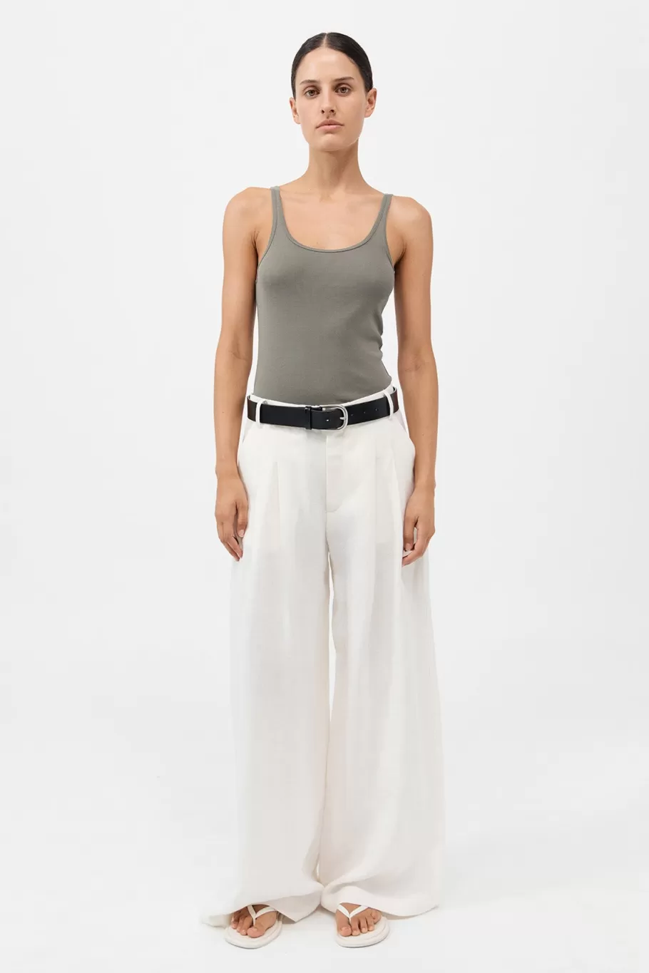 Basics | Tops | St. Agni Organic Cotton Slim Scoop Tank - SMOKEY OLIVE