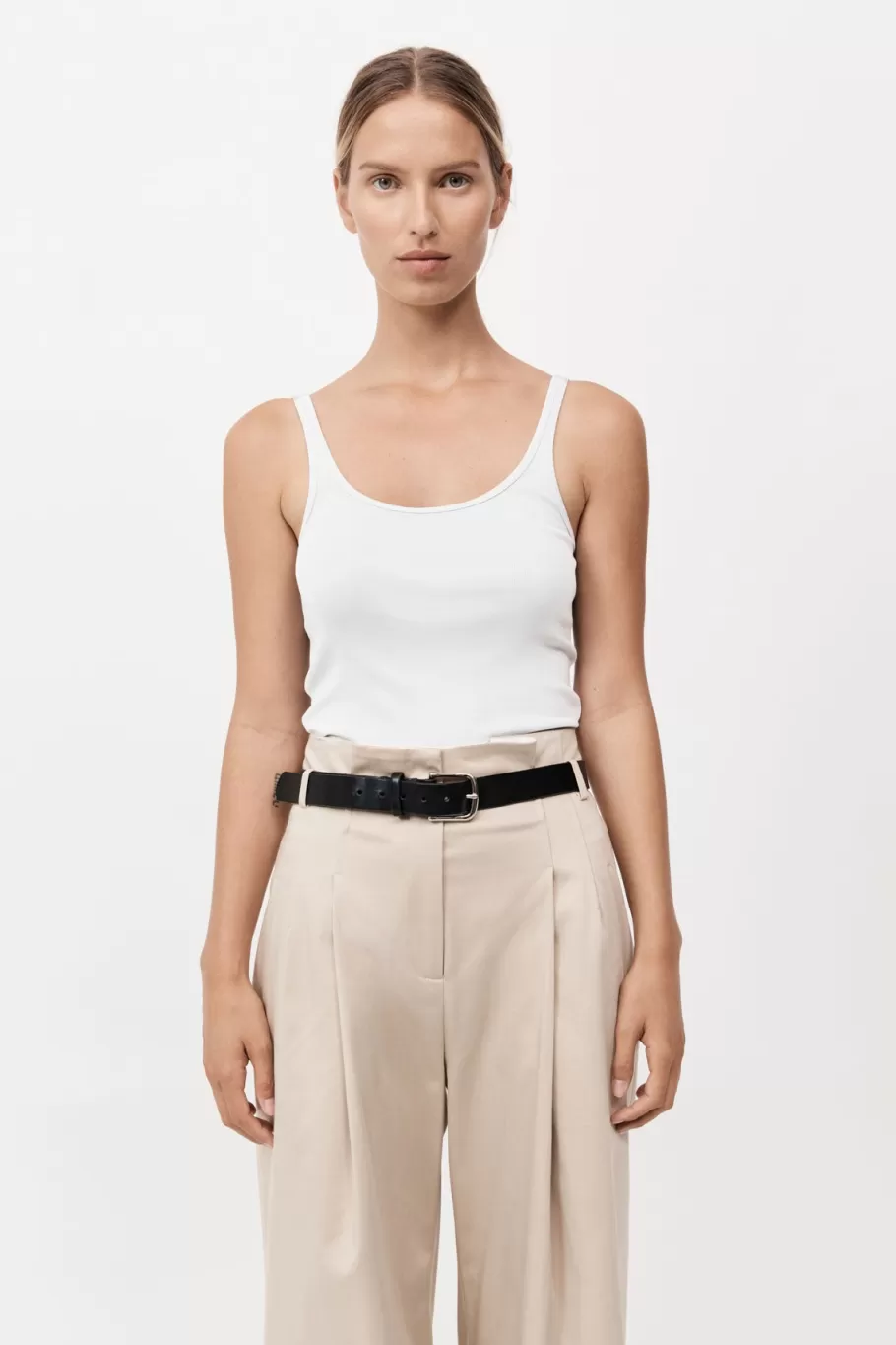 Basics | Tops | St. Agni Organic Cotton Slim Scoop Tank - WHITE