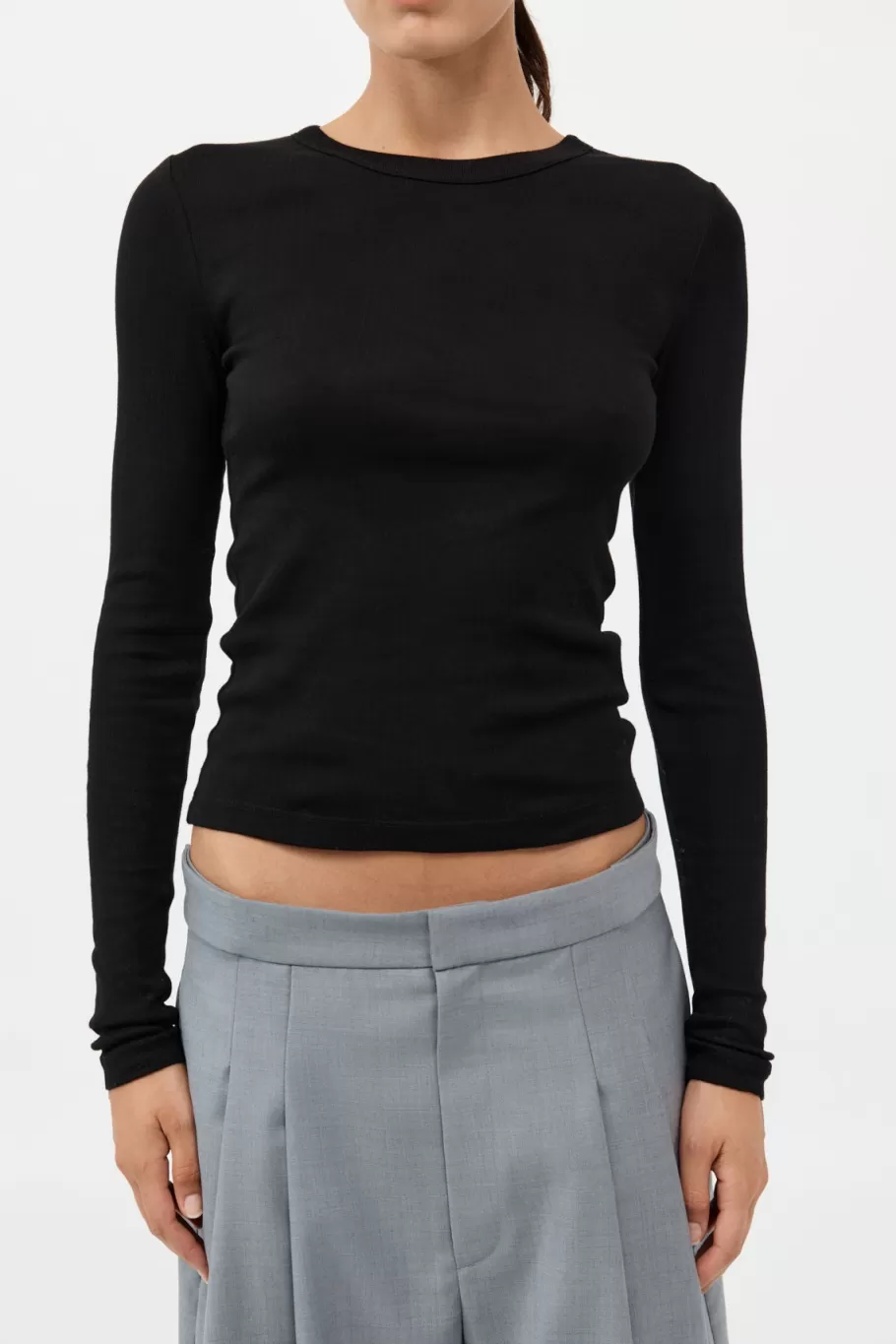 Basics | Tops | St. Agni Organic Cotton Soft Rib Long Sleeve Top - BLACK