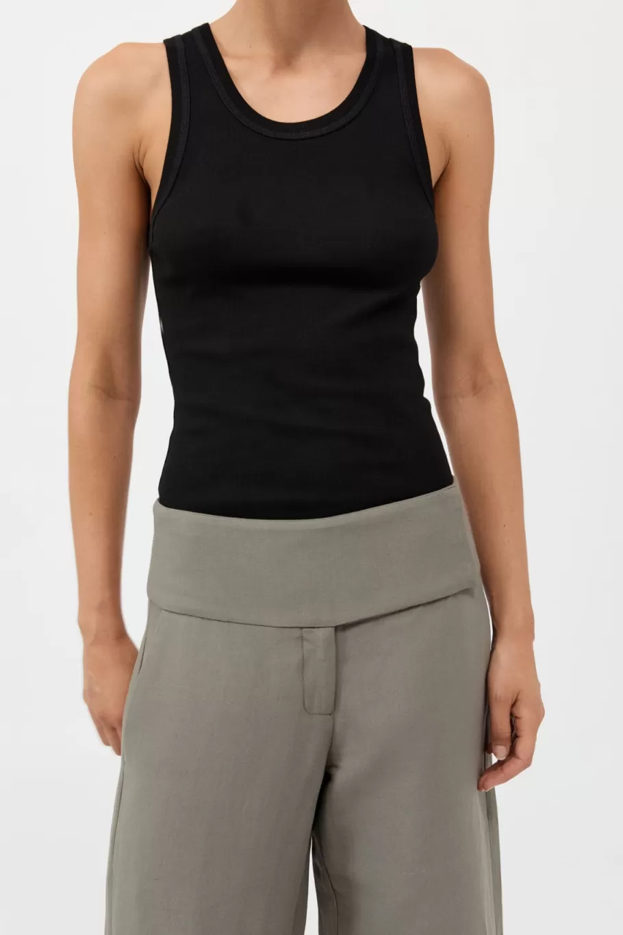 Basics | Tops | St. Agni Organic Cotton Soft Rib Singlet - BLACK