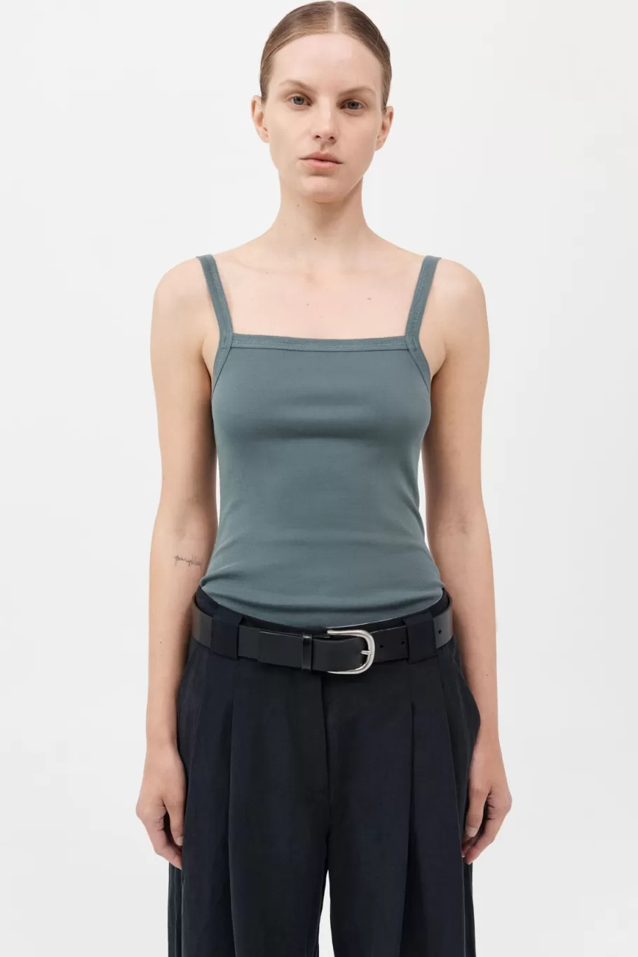 Basics | Tops | St. Agni Organic Cotton Square Neck Tank - BALSAM GREEN