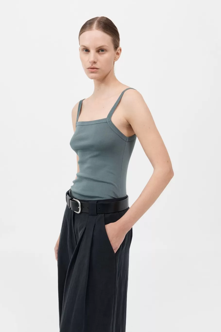 Basics | Tops | St. Agni Organic Cotton Square Neck Tank - BALSAM GREEN