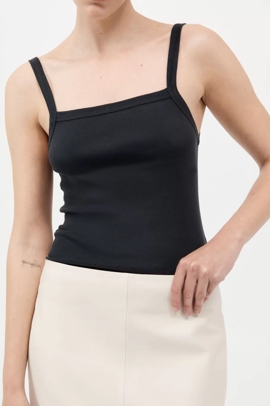 Basics | Tops | St. Agni Organic Cotton Square Neck Tank - BLACK