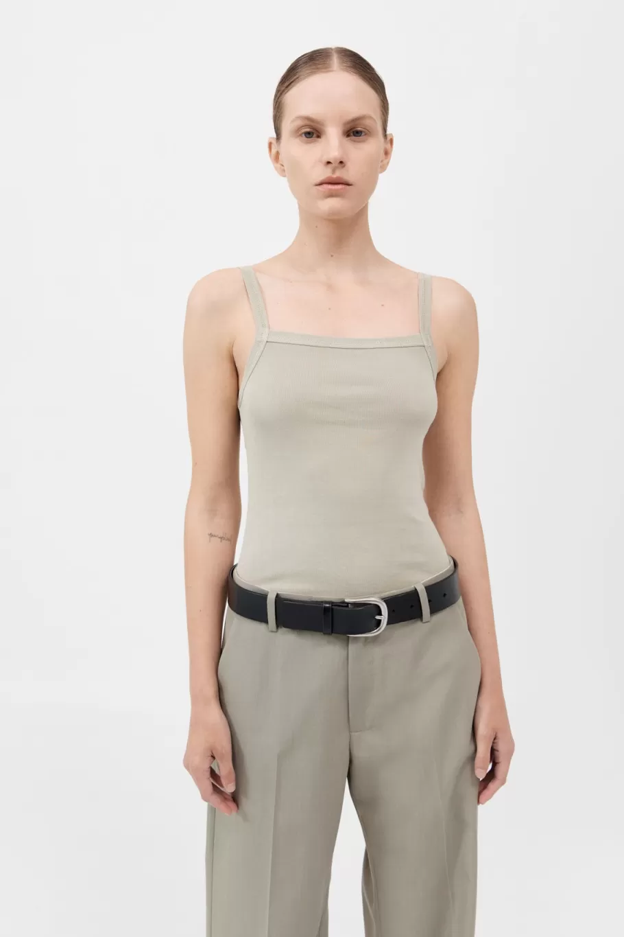 Basics | Tops | St. Agni Organic Cotton Square Neck Tank - MOSS GREY