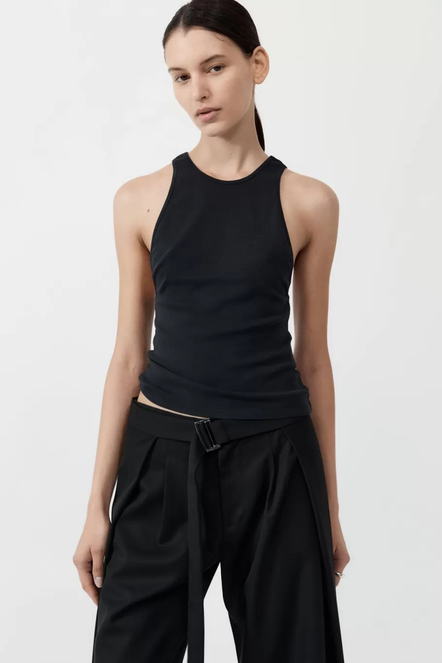 Basics | Tops | St. Agni Organic Cotton V Back Tank - BLACK