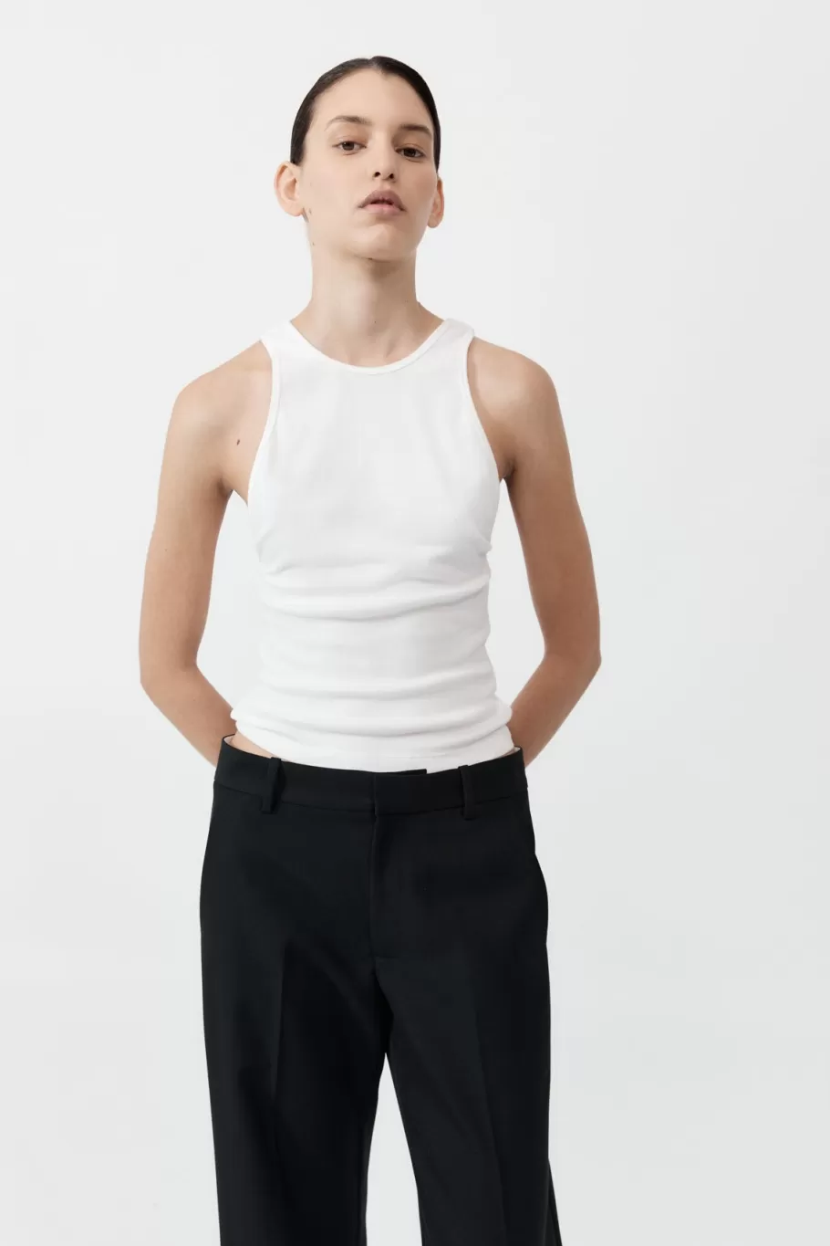 Basics | Tops | St. Agni Organic Cotton V Back Tank - WHITE