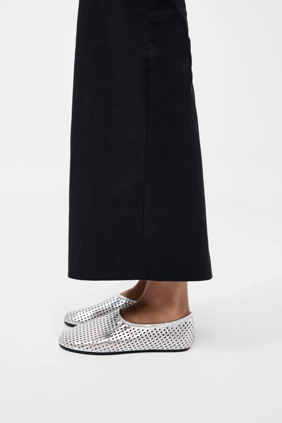 Flats | St. Agni Perforated Ballet Flat - SILVER