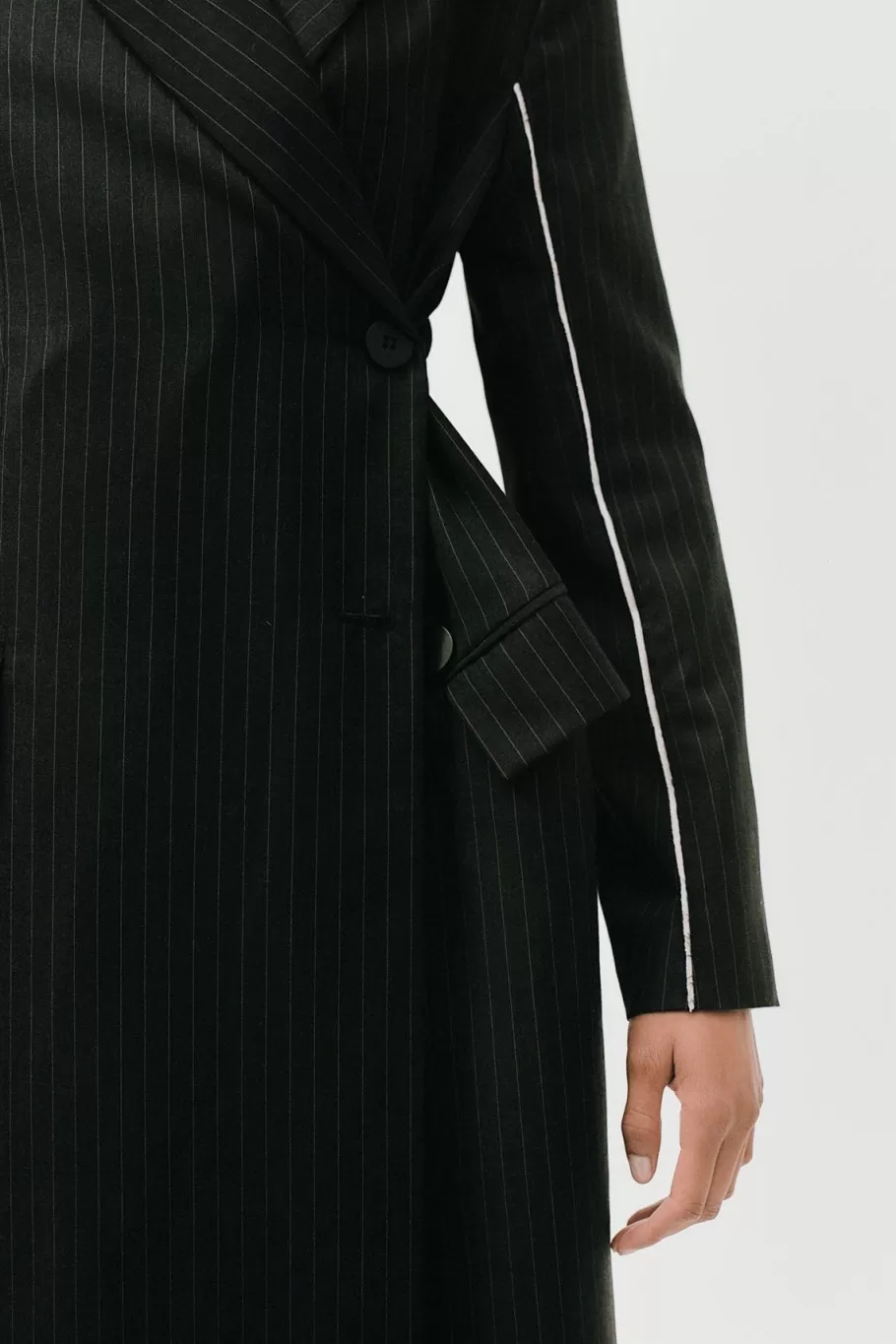 Outerwear | Tailoring | St. Agni Pinstripe Maxi Coat - Black