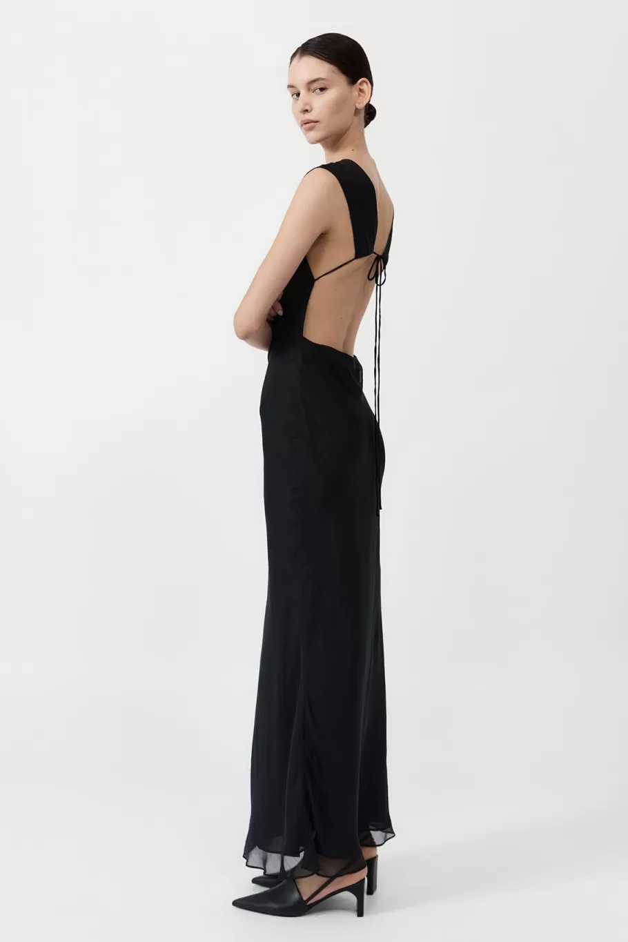 Dresses | St. Agni Pinstripe Silk Maxi Dress - BLACK