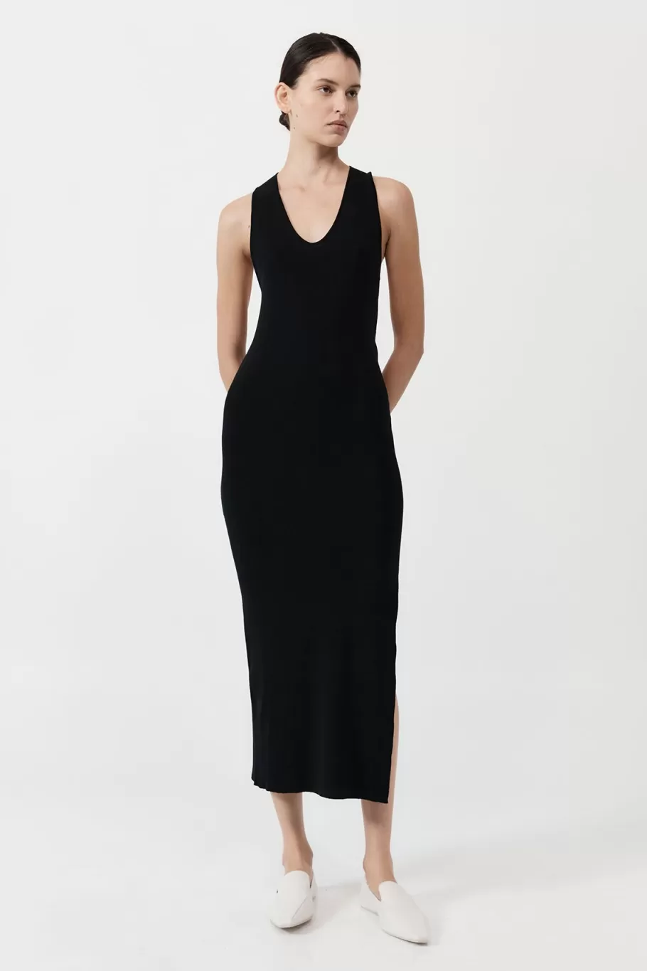 Dresses | Knitwear | St. Agni Plunge Neck Knit Dress - Black