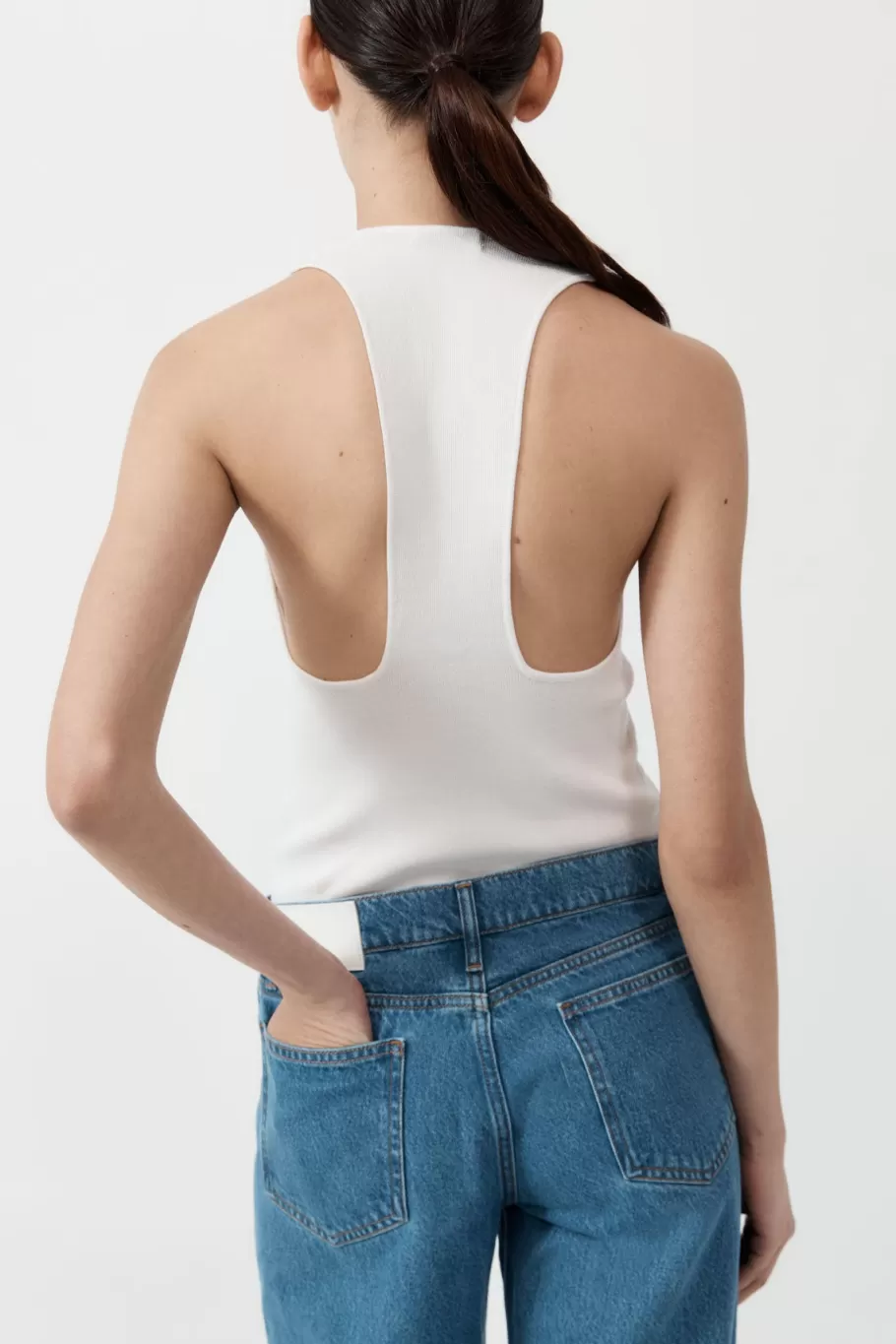 Basics | Tops | St. Agni Plunge Neck Knit Top - WHITE