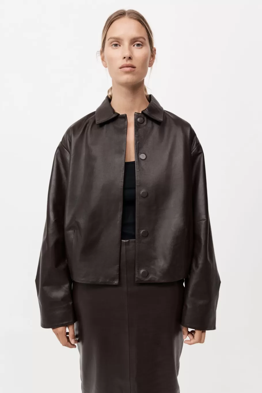 Leather | Outerwear | St. Agni PRE-ORDER: Cocoon Leather Jacket - CHOCOLATE