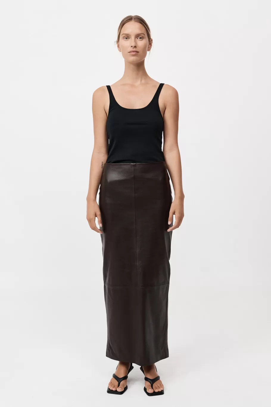 Leather | Skirts | St. Agni PRE-ORDER: Leather Column Skirt - CHOCOLATE